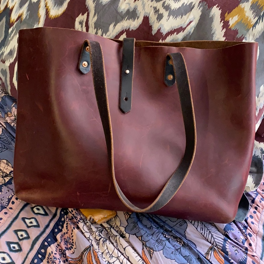 Artisan leather tote